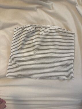 perfectwhitetee White Mini Skirt with Black Pinstripes